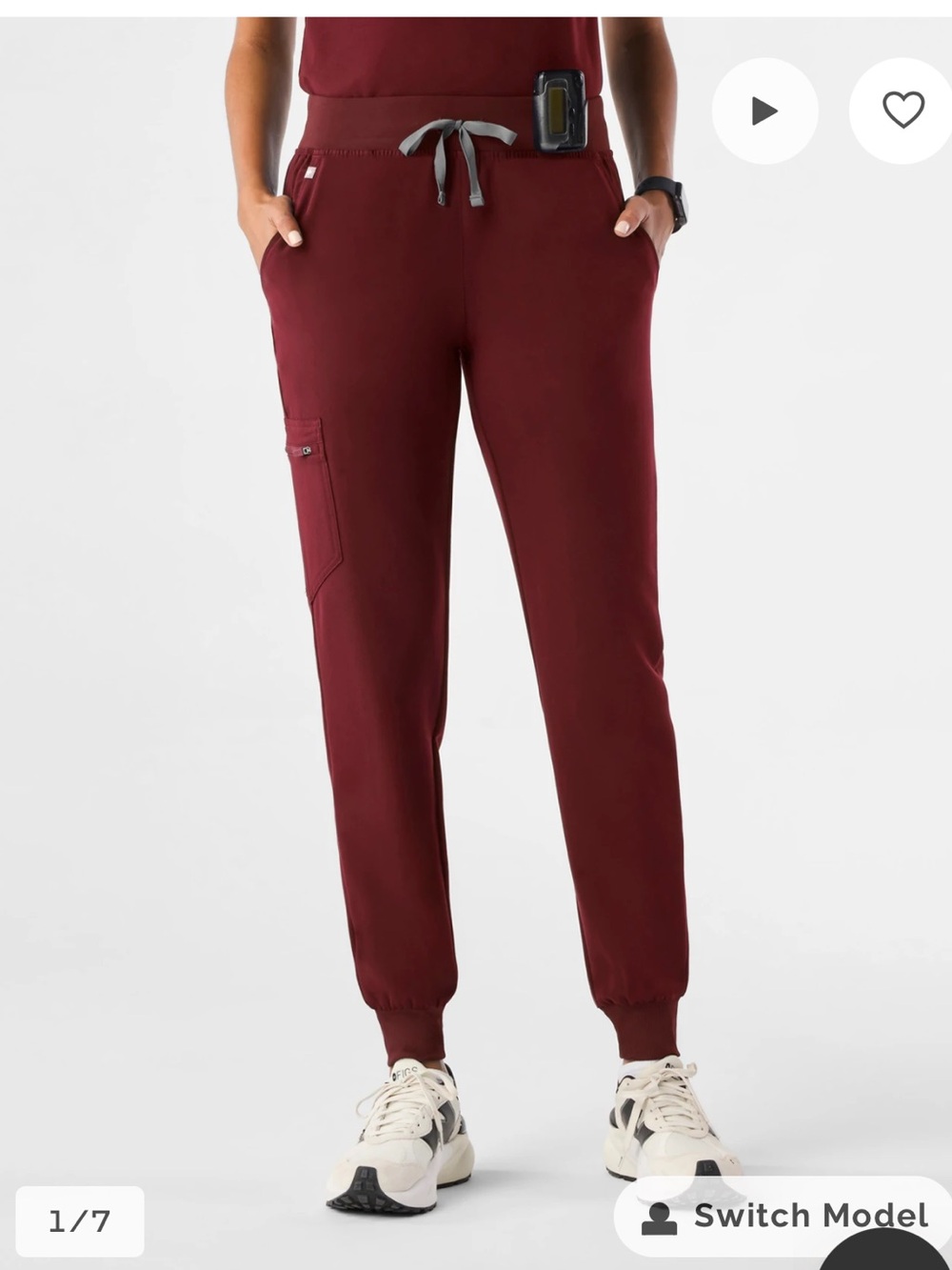 FIGS Women's Zamora Drawstring Joggers Scrubs in Burgundy